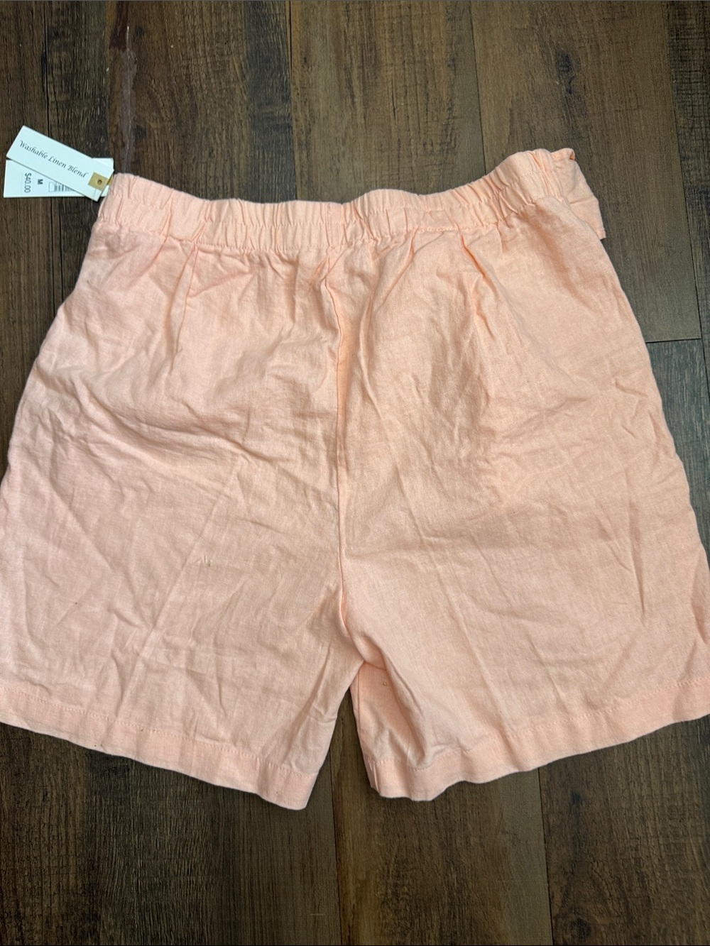 Tie-Waist Peach Bermuda Shorts 54% linen,46%rayon - Picture 6 of 11